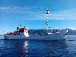 The M/S Polarstar at anchor on the fjord.